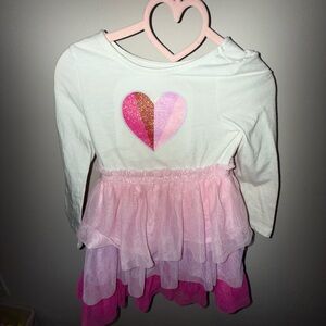 Pink Heart Tulle Dress 3T